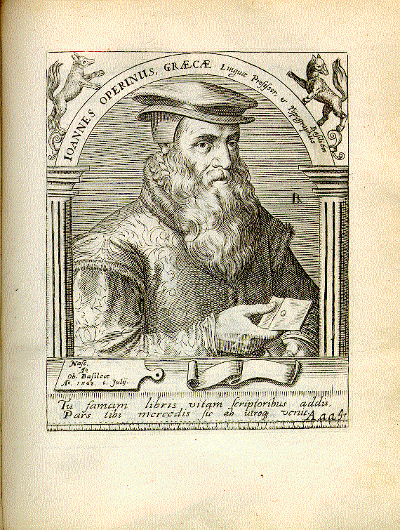 Oporinus, Johannes (1507-1568); Humanist, Drucker, Gräzist = Aaa4