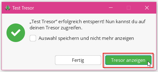 Screenhot Tresor anzeigen