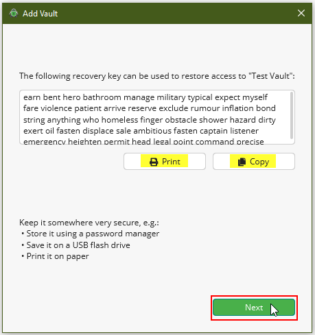 Screenshot Recovery key