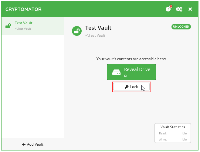 Screenshot Lock vault
