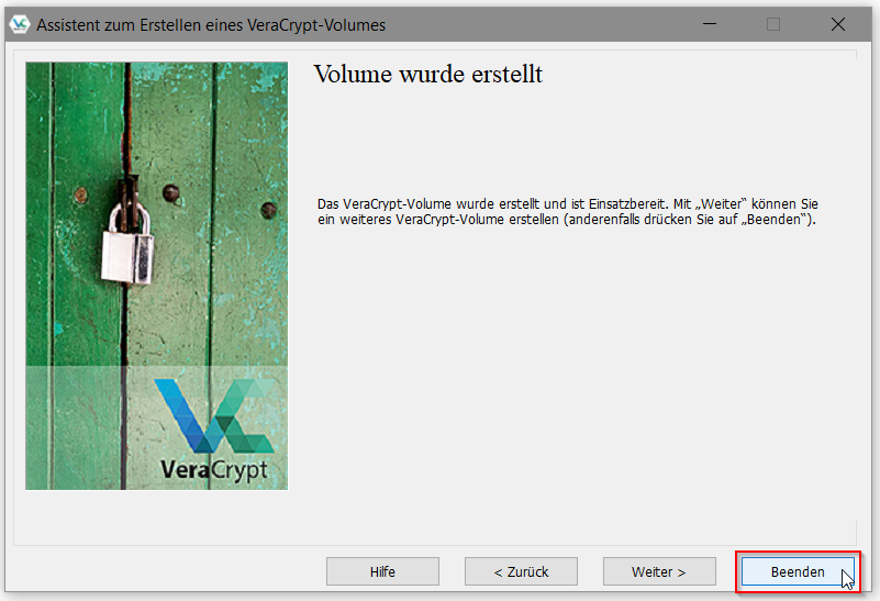 Screenshot VeraCrypt beenden