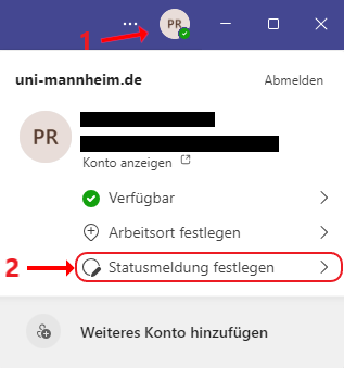 MS Teams - Eine Statusmeldung anlegen