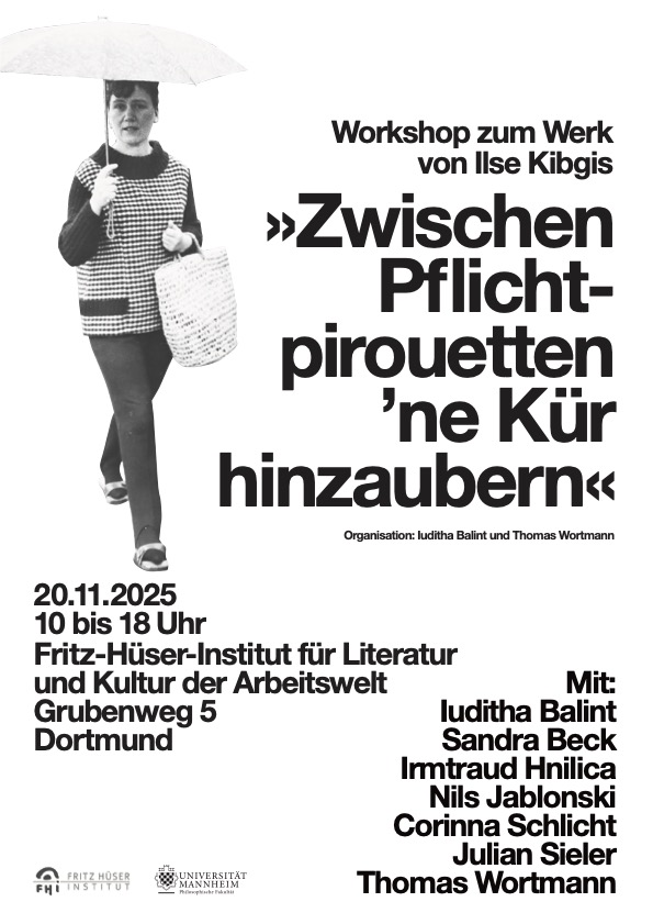 Plakat zum Workshop zu Ilse Kibgis 2025