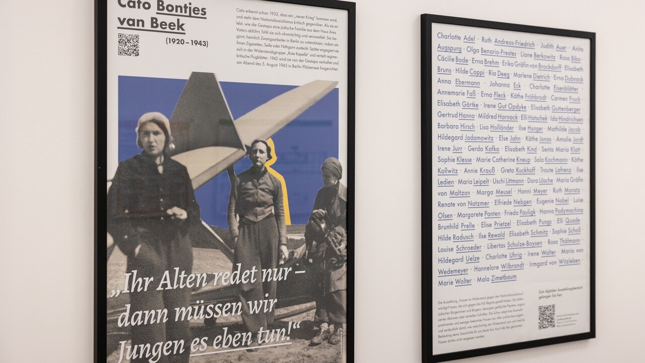 Portrait mit Frauen und begleitenden Infotexten.