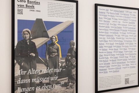 Portrait mit Frauen und begleitenden Infotexten.