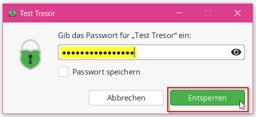 Screenshot Passworteingabe zum Entsperren