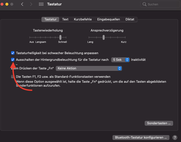 Tastatureinstellung bei MacOS 12 Monterey