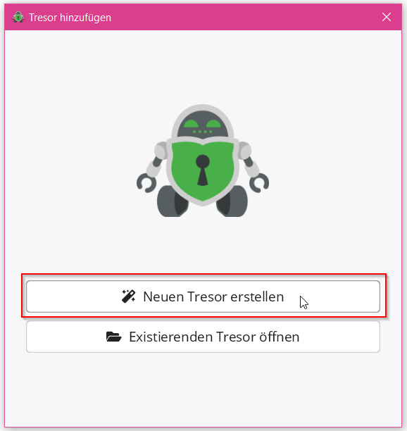 Screenshot Neuen Tresor erstellen