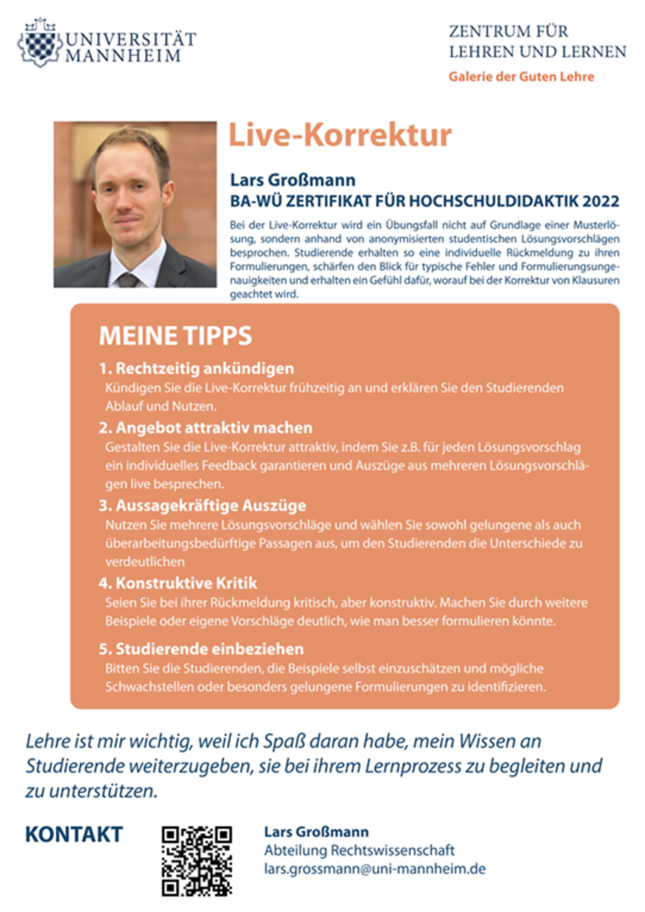 Poster des Projektes Live-Korrektur von Lars Großman.