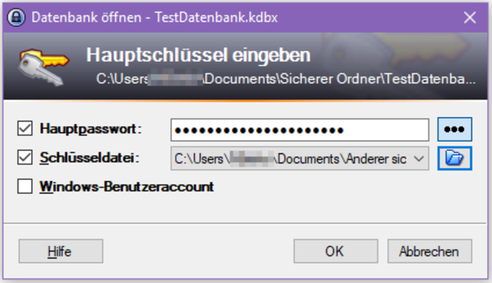 Screenshot Auswahl bestätigen