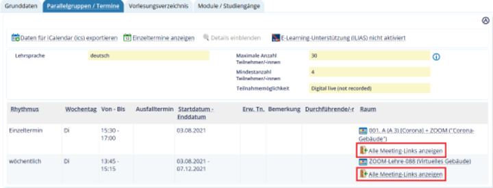 Screenshot aus dem Portal zu rVeranschaulichung des Geschriebenen.