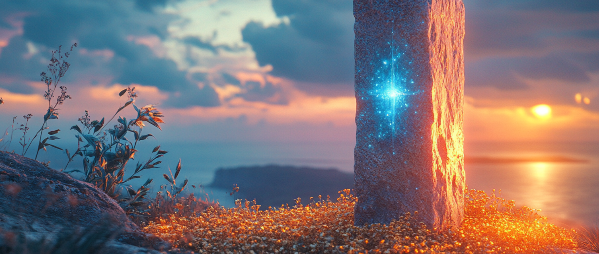 Monolith in sunset