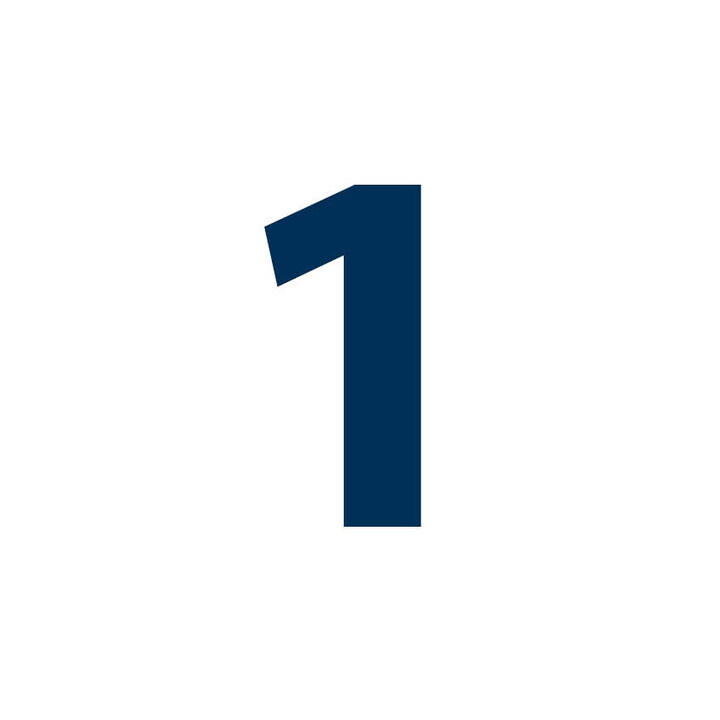 The number "one" can be seen in blue on a white background.