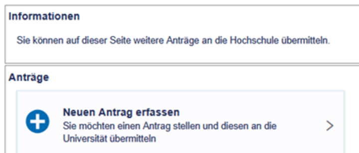 Ein Screenshot von der Website Portal² auf dem die Schaltfläche Neuen Antrag erfassen abgebildet ist.