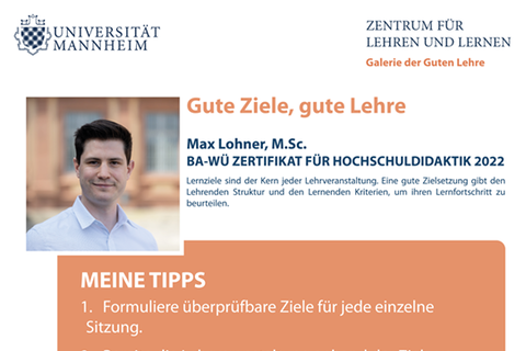 Poster des Projektes Gute Lehre, gute Ziele von Max Lohner. 