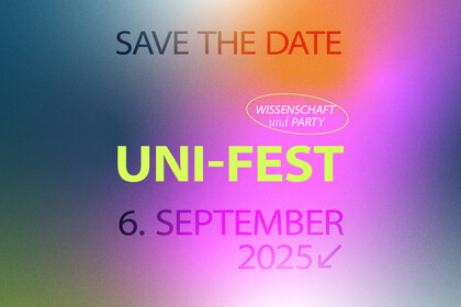 Im Header steht: Save the Date für das Uni-Fest am 6. September 2025.