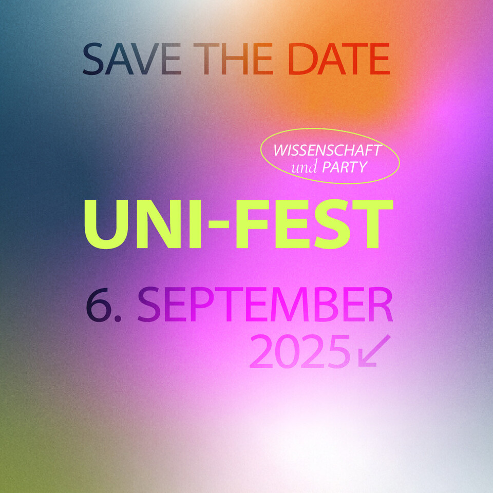 Im Header steht: Save the Date für das Uni-Fest am 6. September 2025.