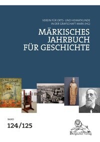 Umschlagseite von Band 124/125 mit weißer Schrift auf blauem Grund und fünf Abbildungen historischer Objekte und Fotos
