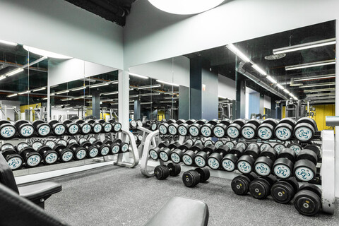 Kurzhantelbereich im T1 Fitnessstudio