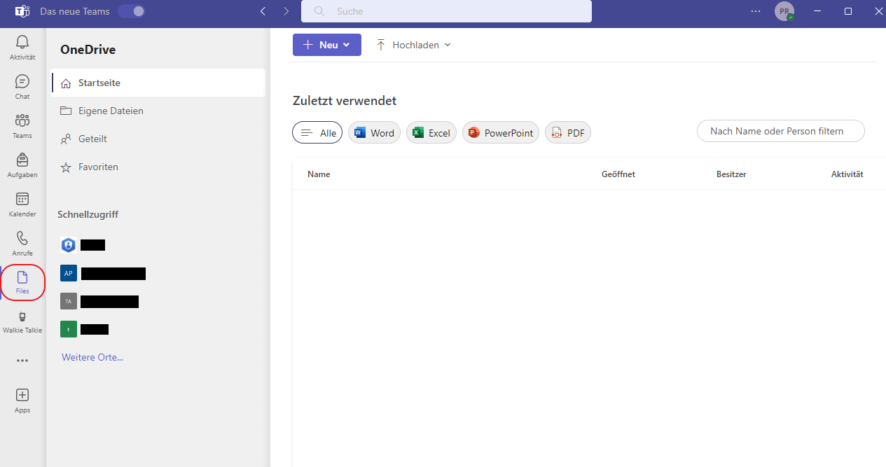 MS Teams - Zugriff auf Ihre Dateien