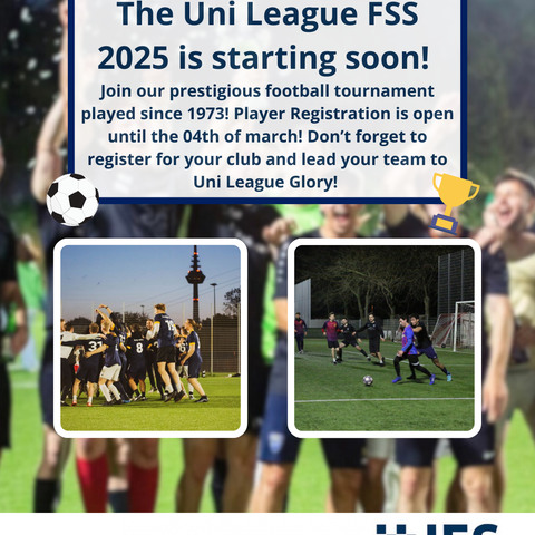 Pictures of the IFS Uni League with a text announcing that the league is starting soon