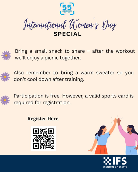 International Women‘s Day special at our 55 Cross Gym✨  Join us for a special training session that combines a workout with an open conversation on topics like body image, self-confidence, training, cycle & nutrition. A space to move together and talk about what often stays unspoken in sports ?.  ? At the end, we have a little surprise for each participant.