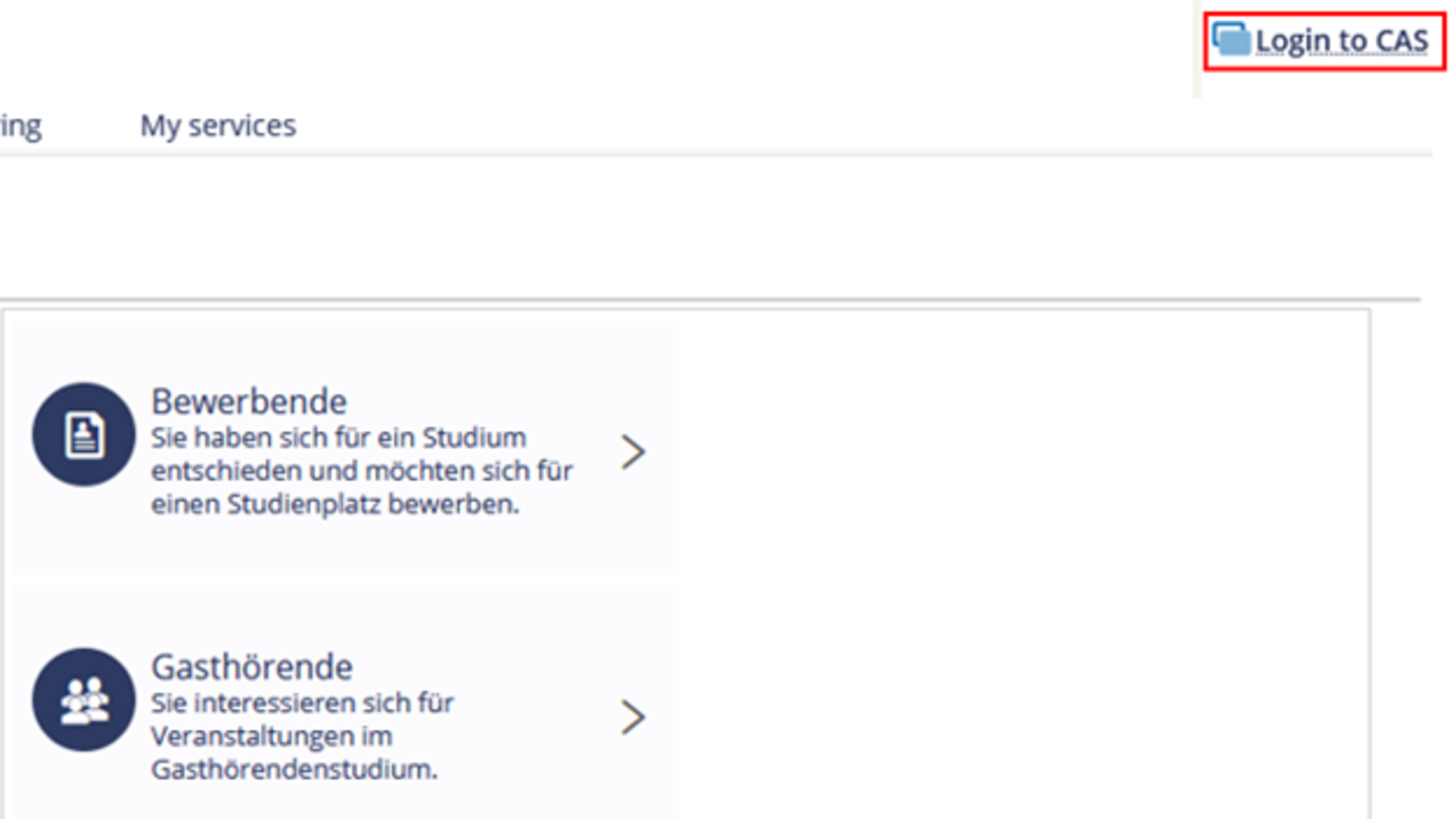 A screenshot of the Portal² website showing the website with the “Login to CAS” button outlined in a red box.