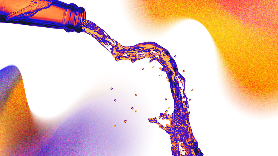 Symbolbild: Grafik mit einer Flasche, aus der etwas herausläuft