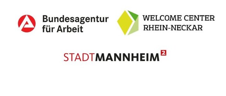 Logos Bundesagentur für Arbeit, Welcome Center Rhein Neckar, Stadt Mannheim
