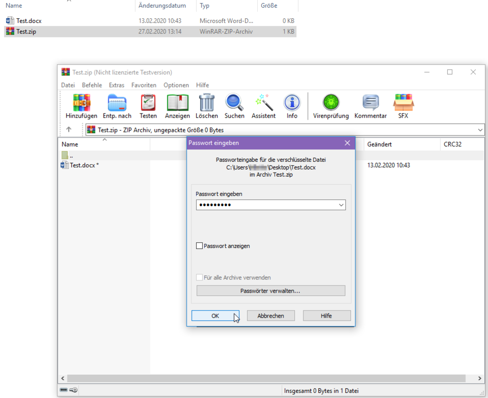 Screenshot Passworteingabe