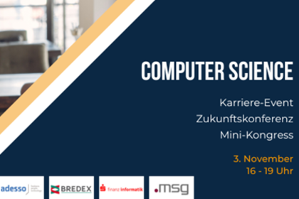 Women and Work Spotlight. Computer Science. Karriere-Event. Zukunftskonferenz. Mini-Kongress am 3. November 2022 von 16 bis 19 Uhr.