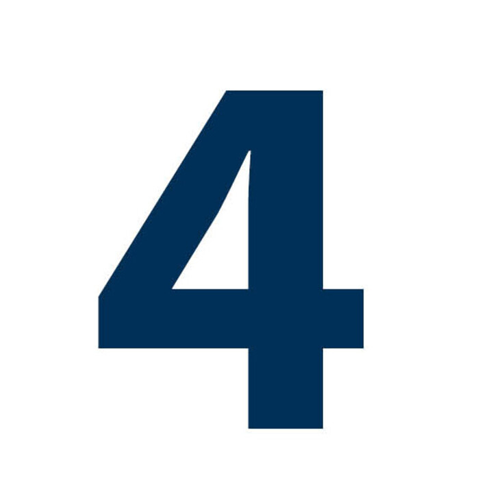 The number "four" can be seen in blue on a white background.