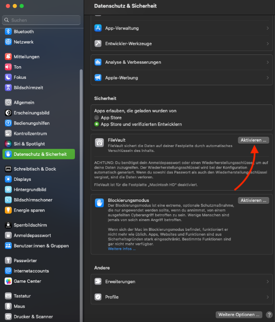 FileVault aktivieren