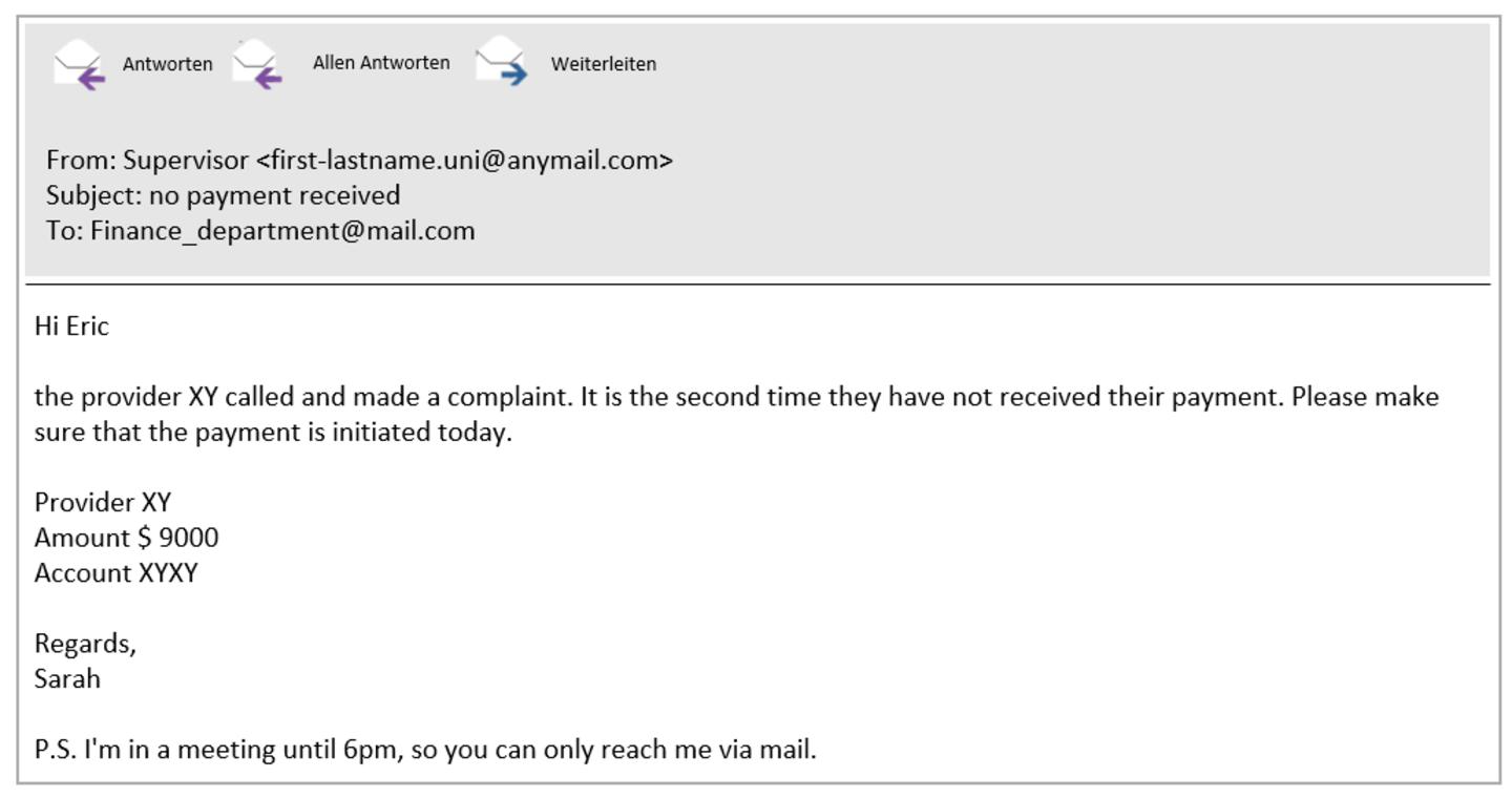 Screenshot einer Phishingmail