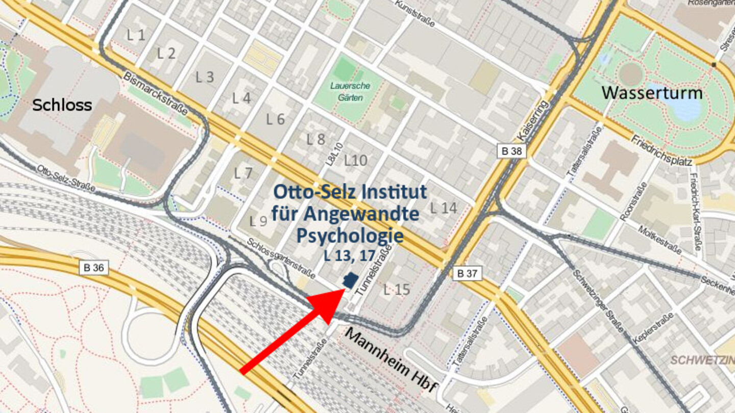 Lageplan des Otto-Selz-Instituts für Angewandte Psychologie