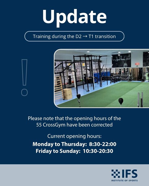 The opening hours of the 55 CrossGym have been updated. Please make sure to check the correct times before planning your training session. Thanks for your patience and understanding