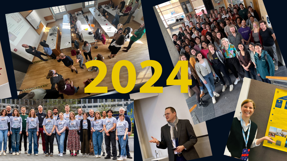 Zu sehen ist eine Collage mit Fotos der Aktivitäten des Centers im Jahr 2024. In der Mitte steht die Jahreszahl 2024.