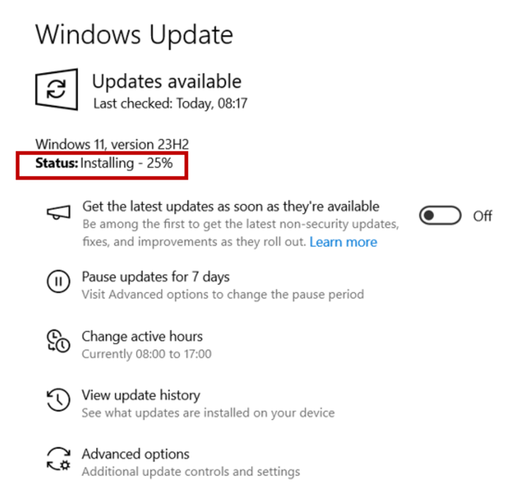 Screenshot to illustrate the written instructions.