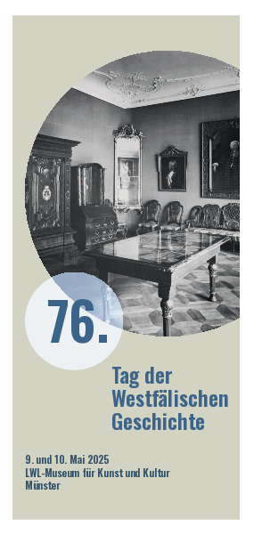 Programmflyer mit Schwarz-Weiß-Foto einer historischen Zimmereinrichtung