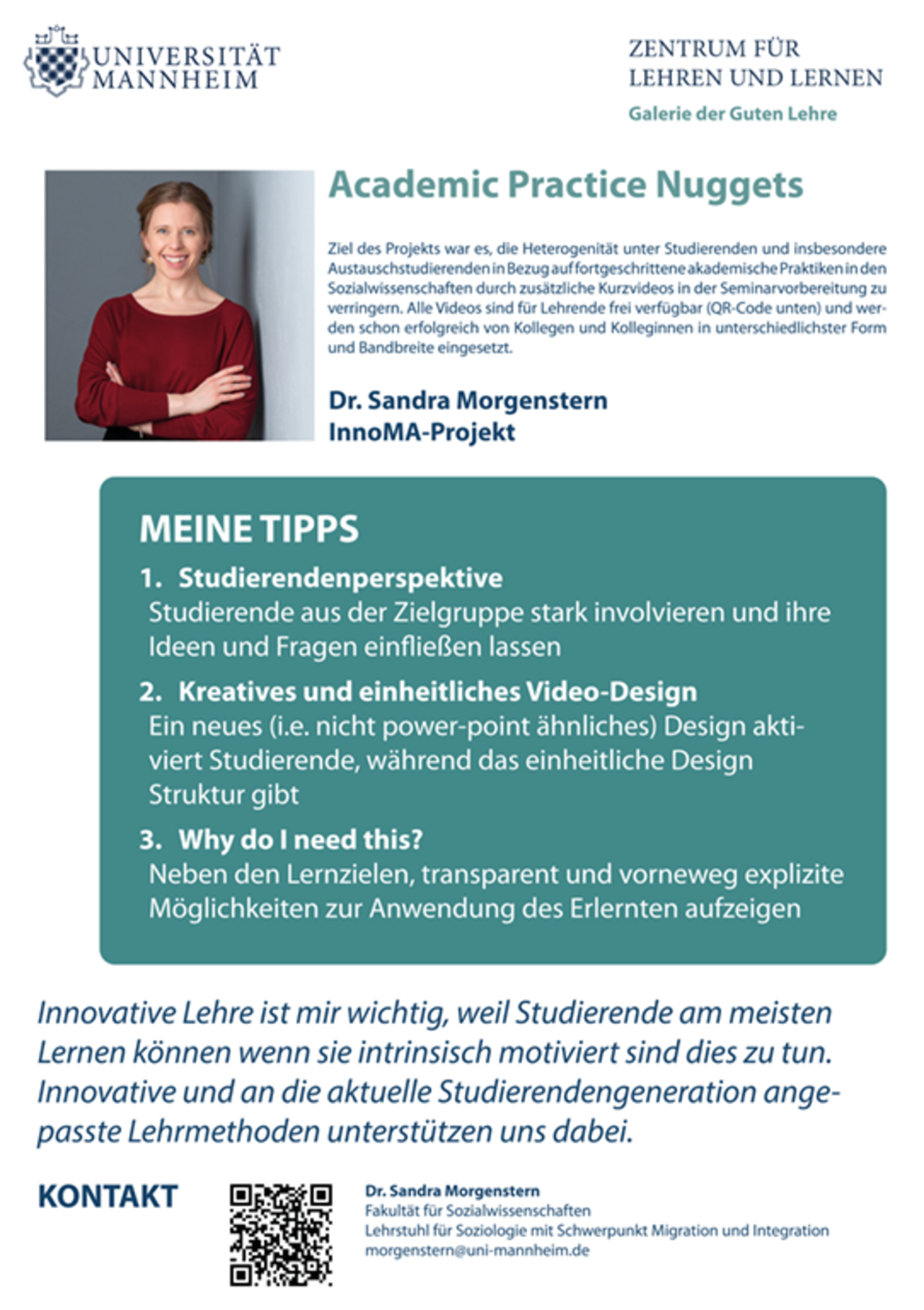 Poster Academic Practice Nuggets, ein Projekt von Dr. Sandra Morgenstern.