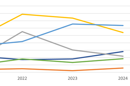 Die Grafik zeigt, wie häufig die Nutzenden die Leistungen der Landeskoordinationsstelle in den Jahren 2021 bis 2024 in Anspruch genommen haben.
