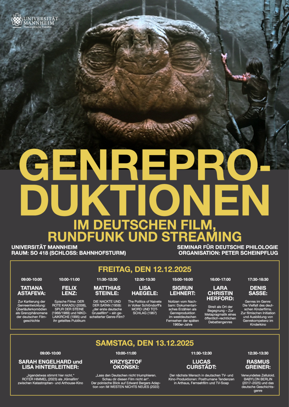 Plakat zur Tagung Genreproduktionen im deutschen Film, Rundfunk und Streaming