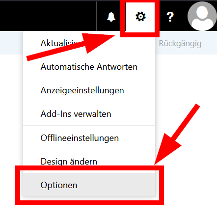 Über das Zahnrad neben dem Profilbild werden die Optionen ausgewählt