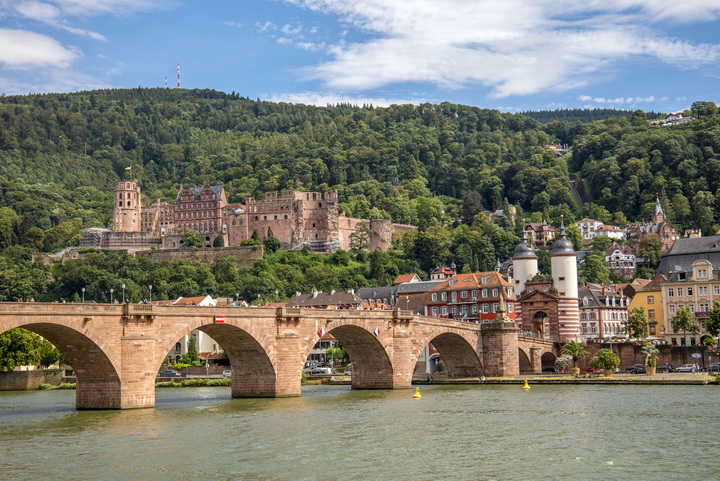 Skyline von Heidelberg mit Neckarbrücke