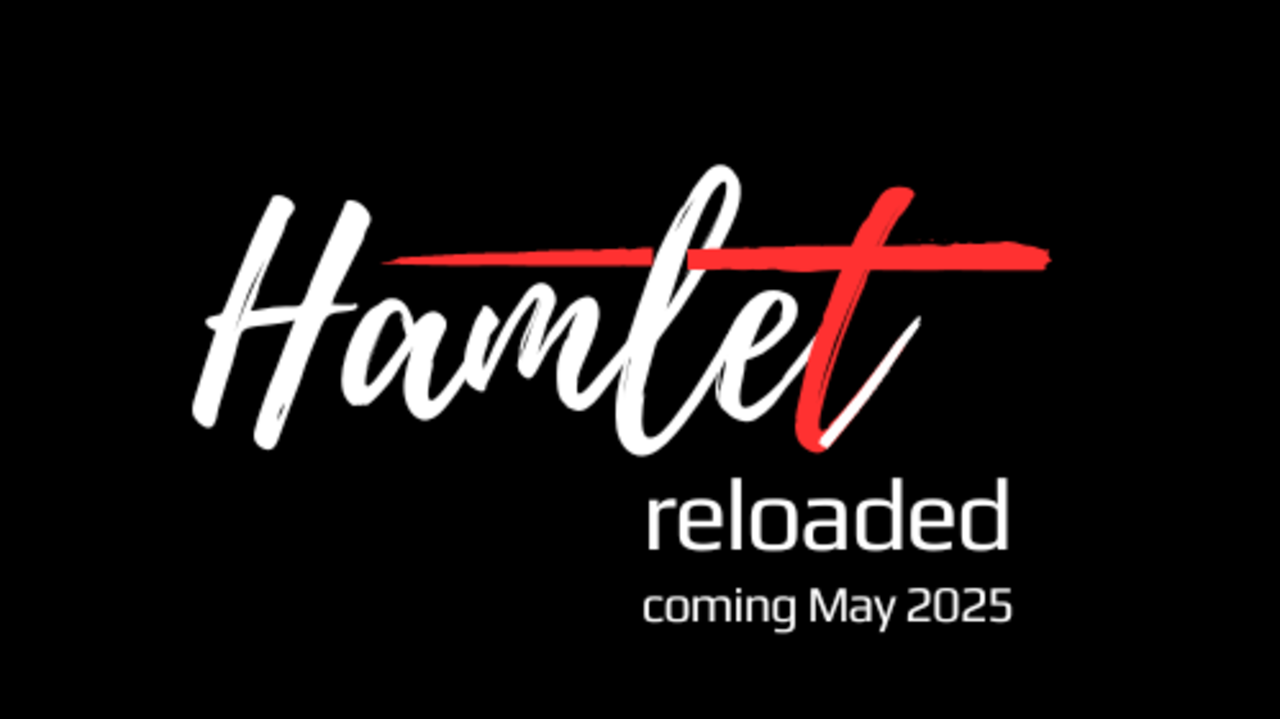 Logo eines Stücks des Unitheaters: Hamlet reloaded coming May 2025