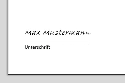 Ein Unterschriftsfeld mit der Unterschrift von Max Mustermann.