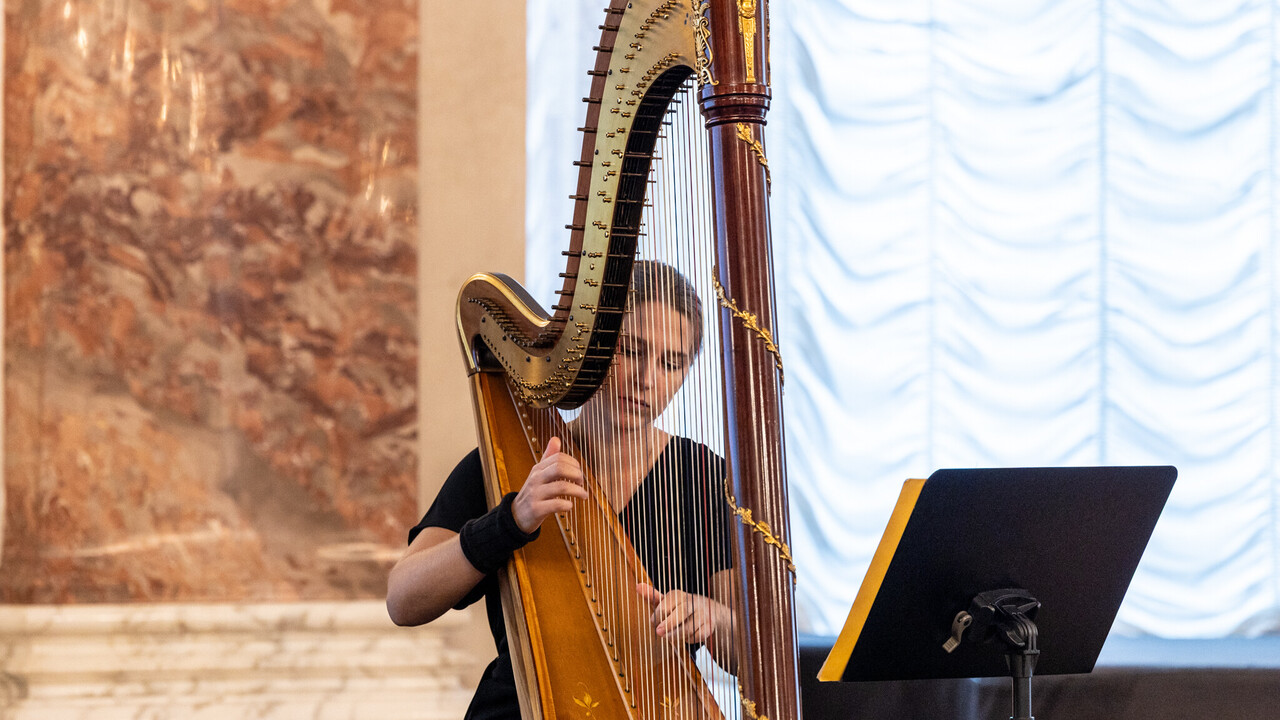 Fabienne Partsch an der Harfe