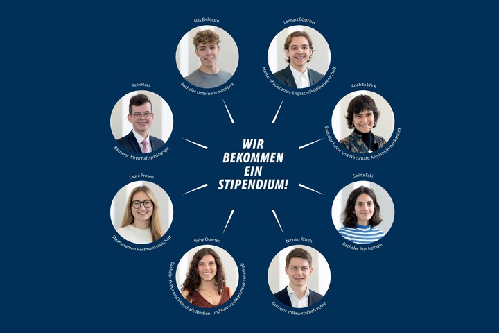 Bild zeigt 8 Studierende die einen Stipendium bekommen 