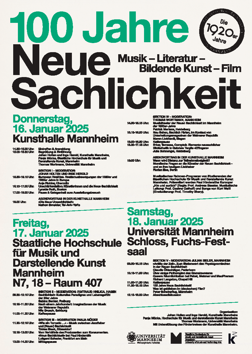 Plakat für das Symposium 100 Jahre neue Sachlichkeit