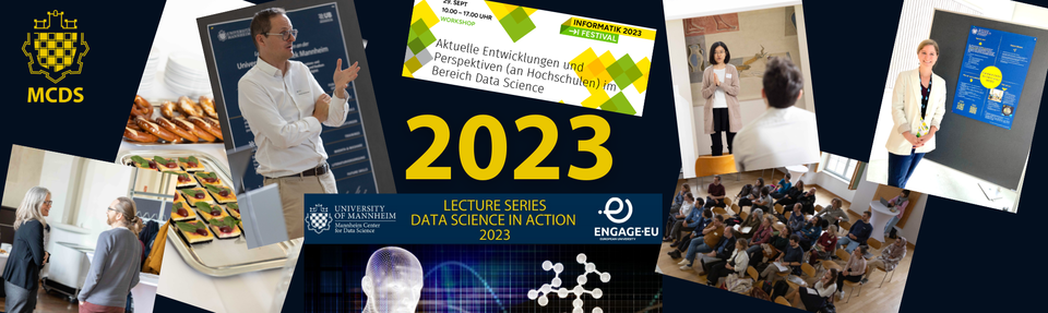 Collage aus Bildern, die die Aktivitäten des MCDS im Jahr 2023 zeigen. In der Mitte der Schriftzug 2023.
